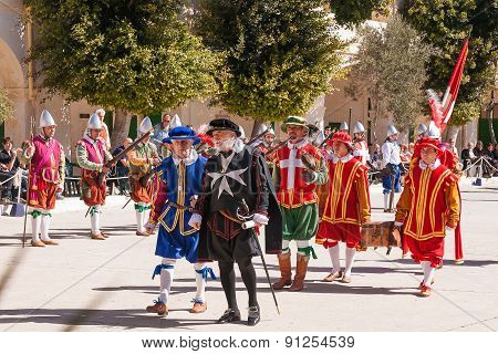 Valletta, Malta - February 21, 2010 - Knights Of The Order Of St. John During Reenactment.