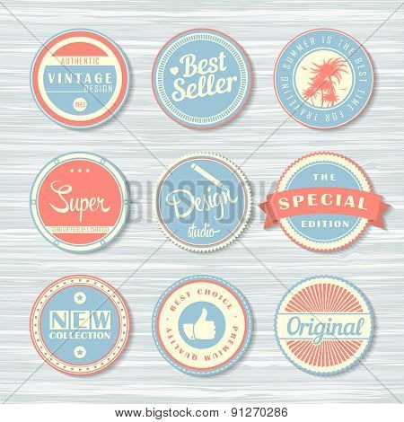 Vintage labels template set: super, original, new, best choice, travel.