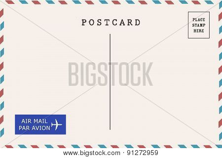 Back of airmail blank postcard