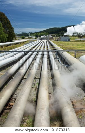 Geothermal power station near the Wairakei Geothermal Field in New Zealand