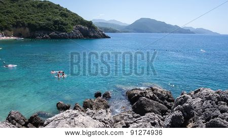 Aerial View Of The Beach In Chalkidiki, Greece. Summer Background
