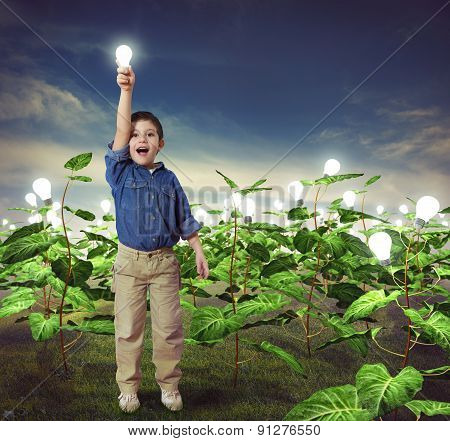 Lightbulb in a ideas field