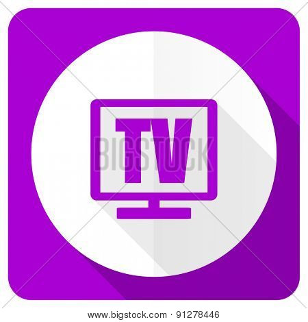 tv pink flat icon television sign 