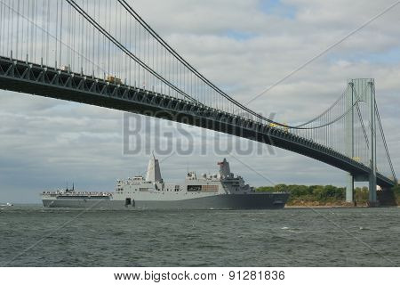 USS San Antonio  landing platform dock during parade of ships at Fleet Week 2015
