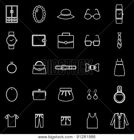 Dressing Line Icons On Black Background