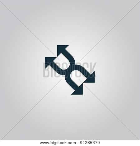 fourfold Arrow - Vector icon isolated
