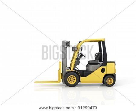 Forklift Truck On White Isolated Background.