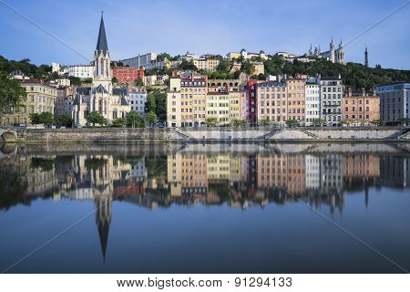 Beautiful View Of Saone River In Lyon
