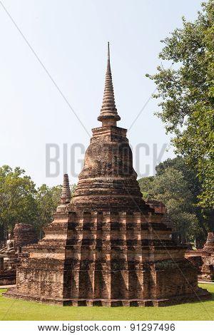 Sukhothai historical park. Buddhist temple ruins in Sukhothai historical park,Thailand