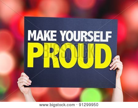 Make Yourself Proud card with bokeh background