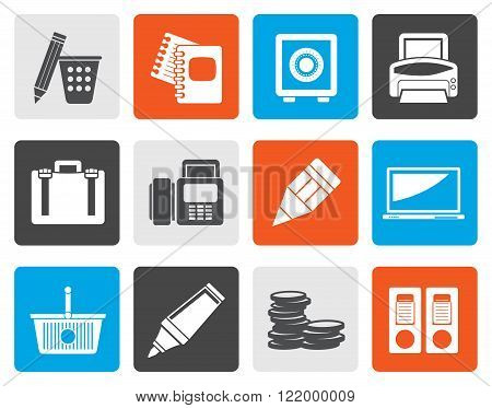 Flat Business, Office and Finance Icons - Vector Icon Set