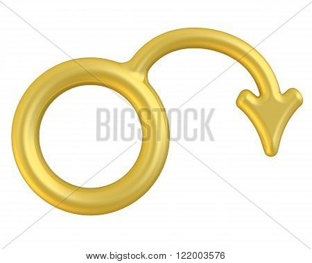 Symbol of male impotence. The symbol of the male gender as a symbol of male sexual weakness. The three-dimensional illustration. Isolated