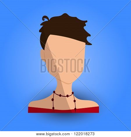 Cool and Artistic Avatar in Flat Design with Caucasian French Brunette Young Beautiful Woman Short Hair and Fine Jewelry for Business Fashion App and Web Design