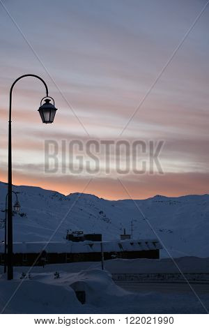 Mountain Afternoon with sunset in Val Thorens, France