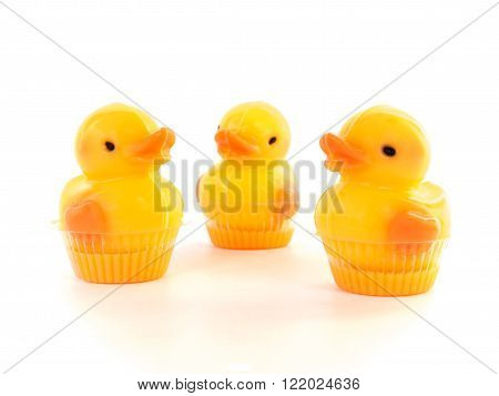 homemade coconut milk jelly duck sweet dessert isolate on white background