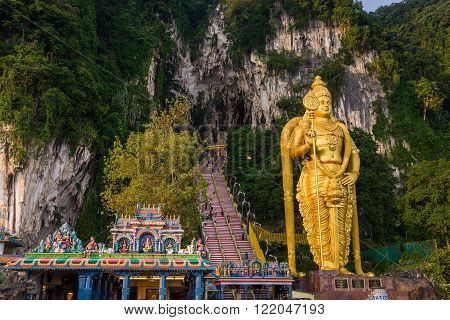 Selangor Malaysia 09 Aug 2015: Statue of Murugan the Hindu God of war and victory at Batu Caves.
