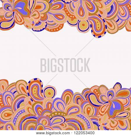Nice card with bright hand drawn pattern. Easter theme. Zentagled. Spring. Hand drawn pattern.