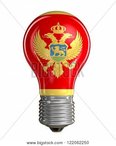 Light bulb with Montenegrin flag.  Image with clipping path