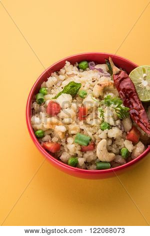 Upma or upama or uppuma, popular south indian breakfast menu