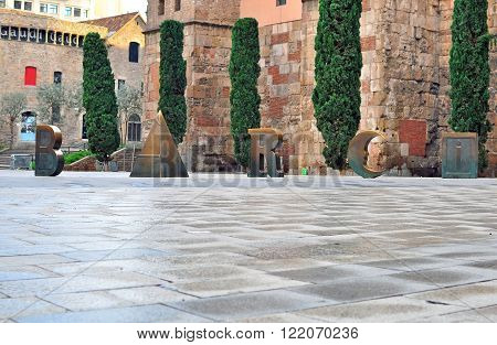 BARCELONA SPAIN - DECEMBER 26: Barci sign in gothic quarter of Barcelona on December 26 2014. Barcelona is the secord largest city of Spain.
