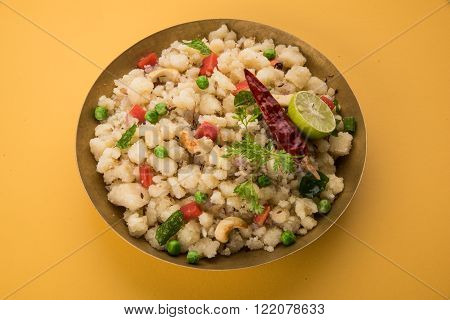 Upma or upama or uppuma, popular south indian breakfast menu