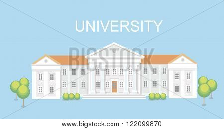 University or college building. Campus design, graduation university,   school vector illustration