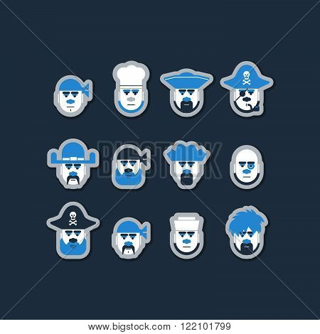 Pirate head set. Can be used as icons or face masks.