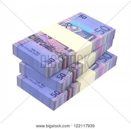 Samoan tala bills isolated on white background. Computer generated 3D photo rendering.