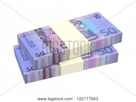 Samoan tala bills isolated on white background. Computer generated 3D photo rendering.