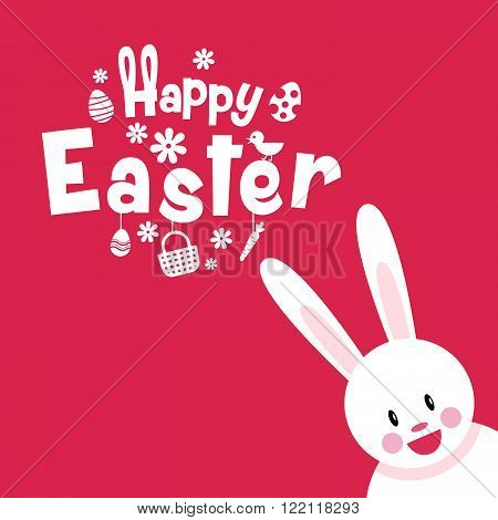 happy easter typography, cartoon character , vector