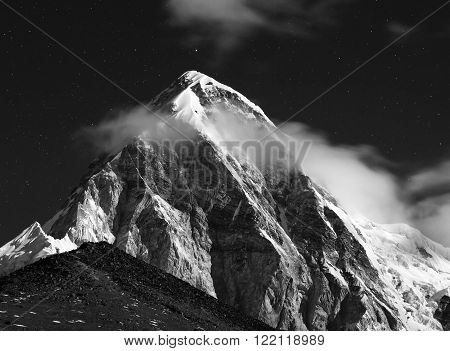 Himalayas At Night. Mt. Pumori (pumo Ri). Everest Region, Nepal