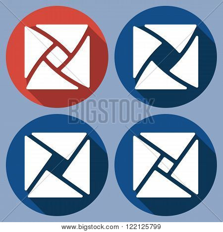 Set of abstract icons square aperture. Vector flat design. Isolated icons on colorful backdrop.
