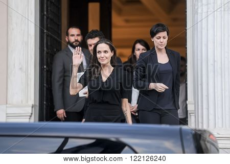 Angelina Jolie Leaves The Greek Prime Minister's Office In Athens Following A Meeting With Greek Pri
