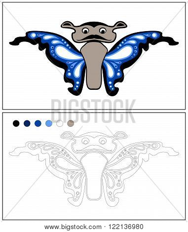 Butterfly. Coloring page. Isolated on white background