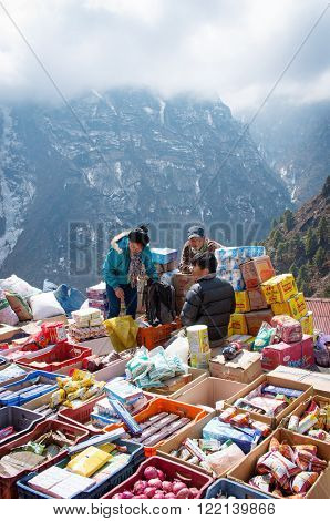 Traditional Saturday Market  In  Namche Bazar, Nepal