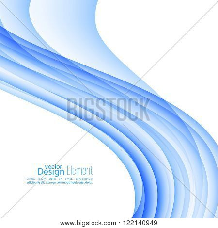 Abstract background with blue stripes and curves. Concept new technology and dynamic motion. Digital Data Visualization. Annual Report with information  wave