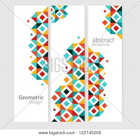 Geometric background Abstract banner header set.red, yellow & blue squares. minimalistic design creative concept stock-vector 10 EPS