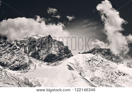 Mountain scenery on the Mount Everest Base Camp trek through the Himalaya Nepal