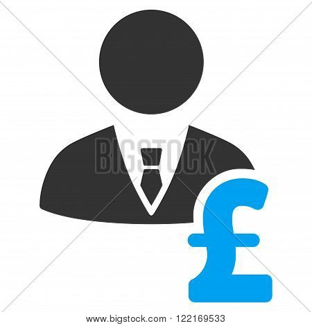 Pound Banker vector icon. Pound Banker icon symbol. Pound Banker icon image. Pound Banker icon picture. Pound Banker pictogram. Flat pound banker icon. Isolated pound banker icon graphic.