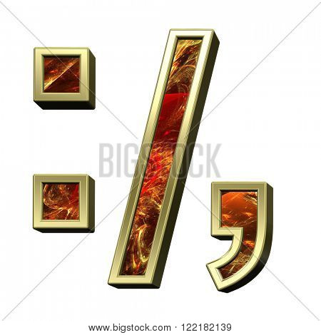Colon, semicolon, period, comma from fire alphabet set isolated over white. Computer generated 3D photo rendering.