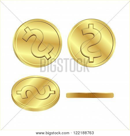 Gold coins action vector illustration for business design.