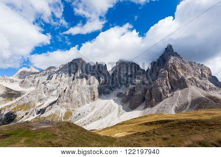 Italian dolomites peak. Mountain landscape from 