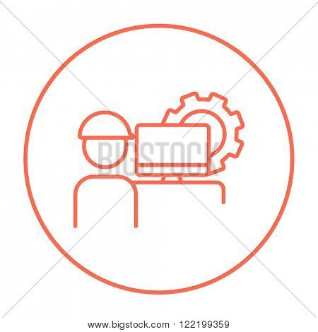 Computerized production line icon.