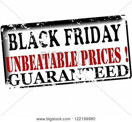 Rubber stamp with text black friday unbeatable prices guaranteed inside vector illustration