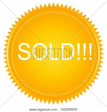 Sold vector round yellow label. Sold badge. Sold sticker