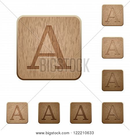 Set of carved wooden font buttons in 8 variations.