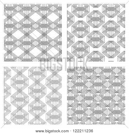 Set of geometrical abstract seamless structures. Various options of a grid from rhombuses. Vector illustration EPS 8