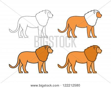 Vector outline lion on a white background. Modern line silhouette lion.