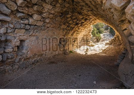 Image of ruins of Monolithos castle on Rhodes island in Greece