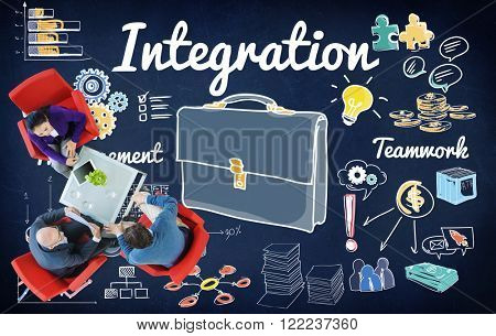 Integration Blend Combine Merge Unite Consolidate Concept